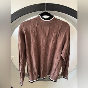 Elegant Brown Cable Knit Turtleneck Sweater